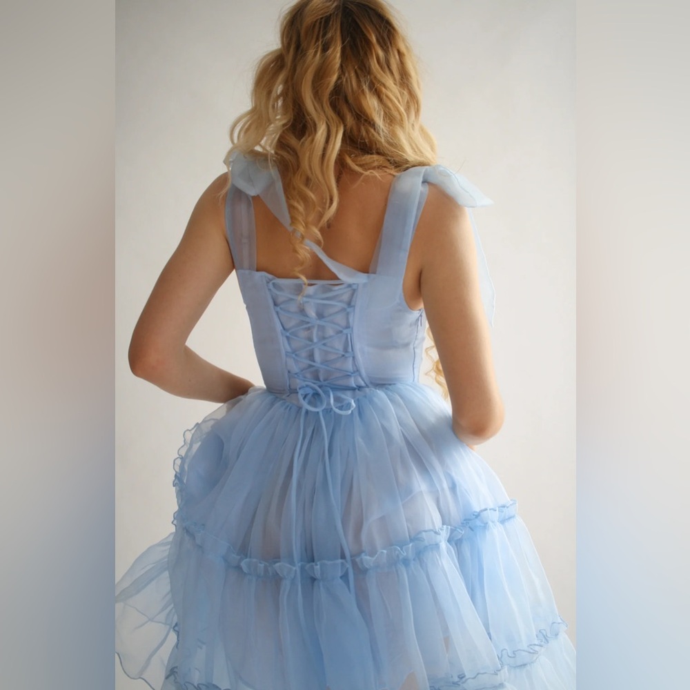Wild Rose & Sparrow Siena Dress Blue Corset Tulle Mini L NWT Fairy - Picture 3 of 16